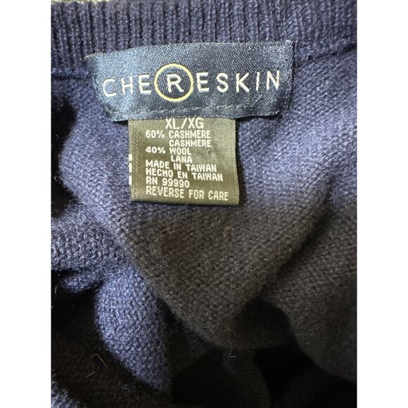 Chereskin V-Neck Sweater XL  60% Cashmere & 40% Wool  Deep Navy Blue - Picture 2 of 6
